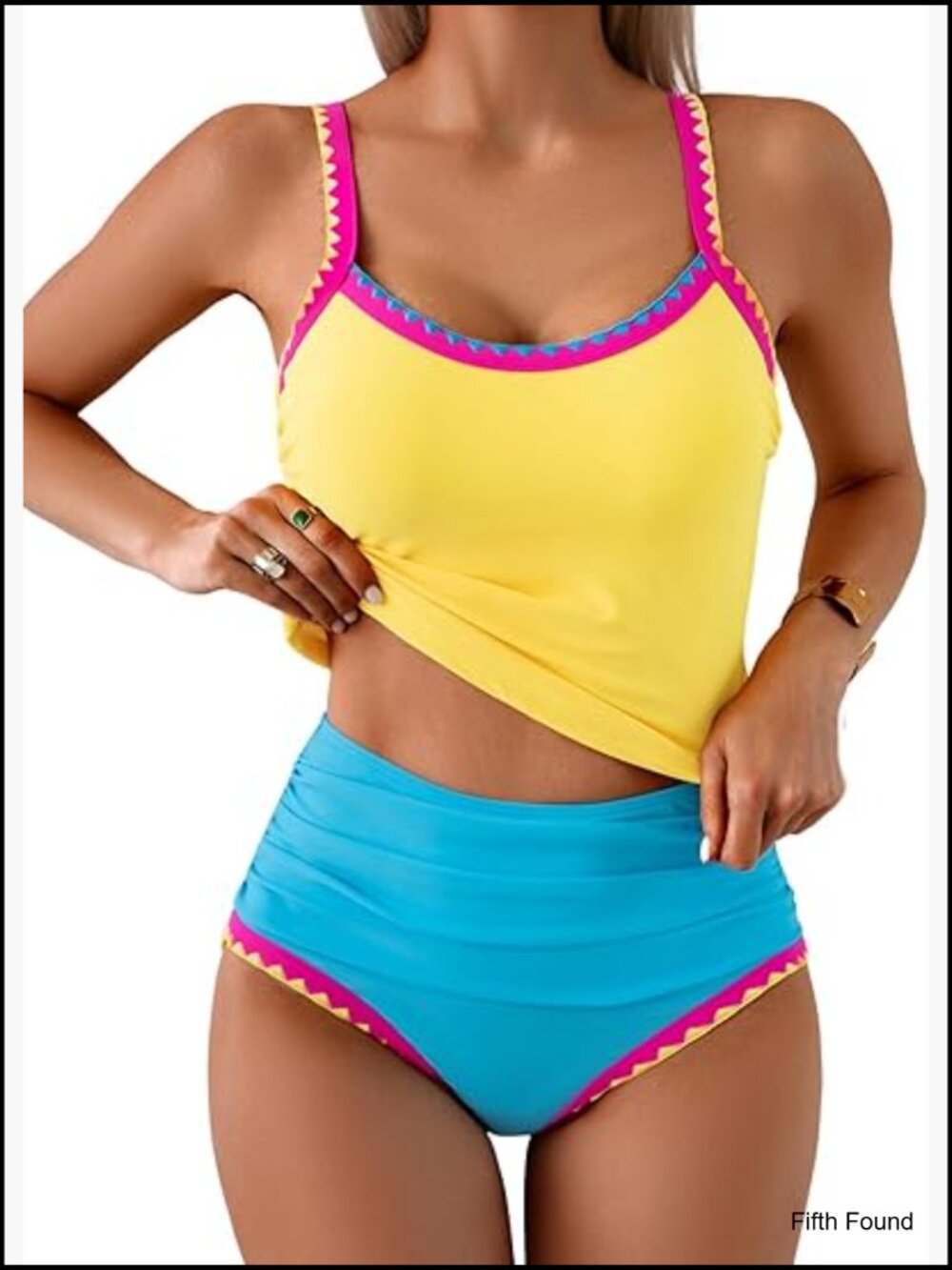 Women's Tankini Swimsuit Set Tummy Control Ruched High Waisted Two Piece